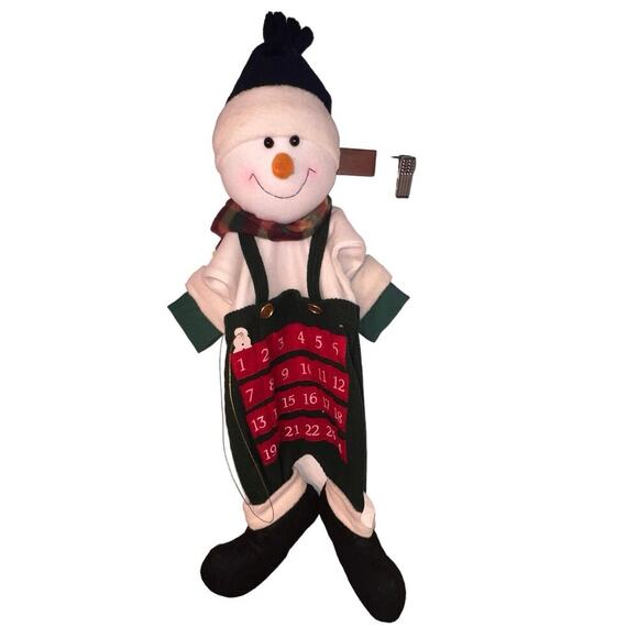 Advent Snowman Christmas Calendar with attached snowman countdown marker 26”L - Picture 1 of 9